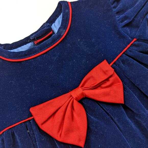 Vintage Violet Rose & Company Dress Baby Girl Size 12m Velvet Bear Balloon Party - Picture 2 of 5